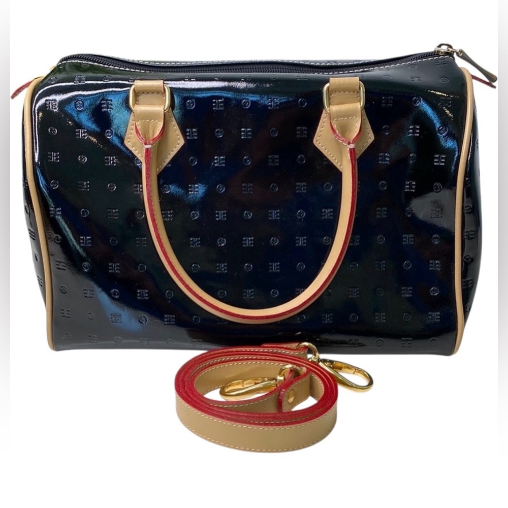 Arcadia - Black Patent Calfskin Leather Top Handle Bag and Crossbody, NWOT